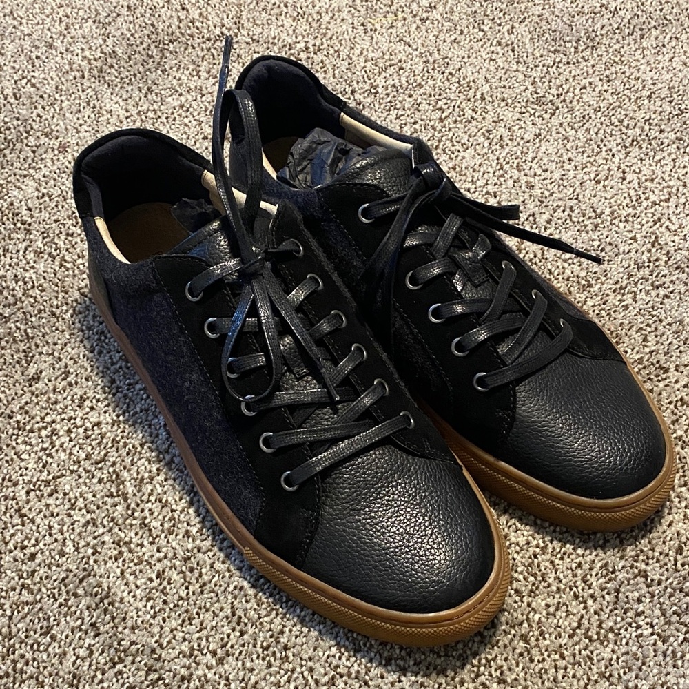 Banana Republic Mason Mixed Media Stylish Black Leather Men's Sneakers